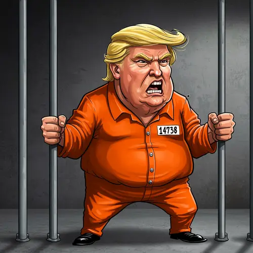 Donald Trump Cartoon in Jail - Angry Prisoner Art