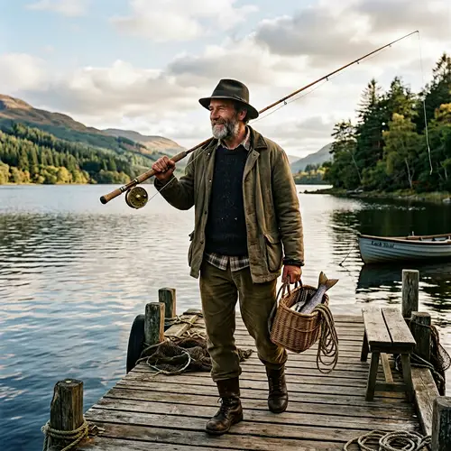 Man Fishing: Rod on Shoulder