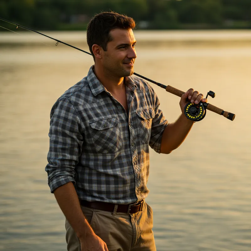 Man Fishing: Rod on Shoulder