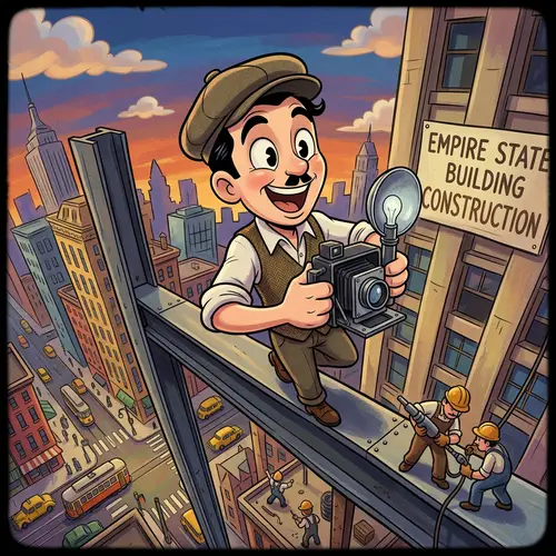 Vintage Cartoon Character Engaging in Historical Events