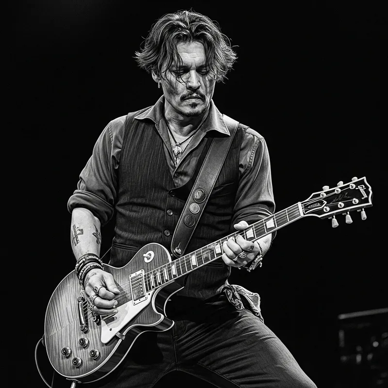 Johnny Depp Electric Guitar Sketch Art Johnny Depp Electric Guitar Sketch Art