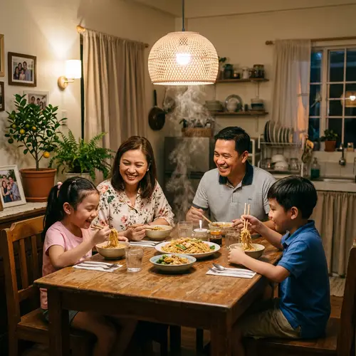 Joyful Filipino Family Dinner: Noodles & Bonding