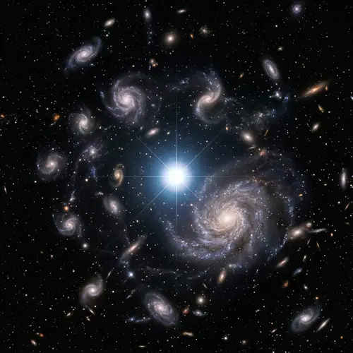 Star in Vast Cosmos: Dark Universe Galaxies Twirl