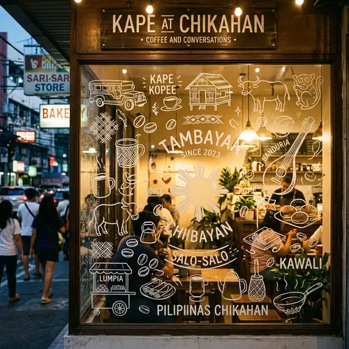 Monochromatic Doodles for Filipino Coffee Shop