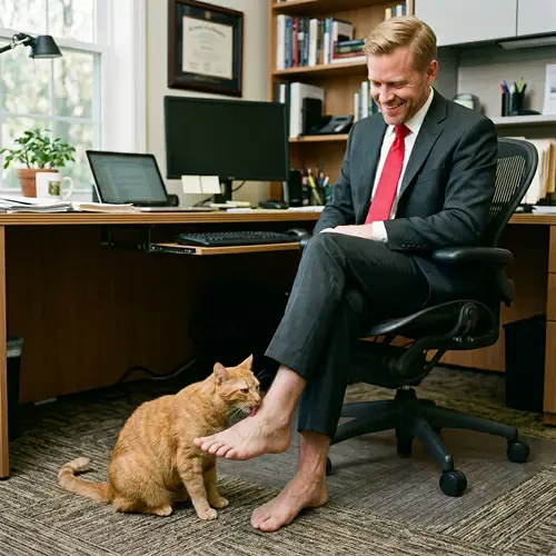 Cat Licking Trump's Foot: A Unique Office Moment