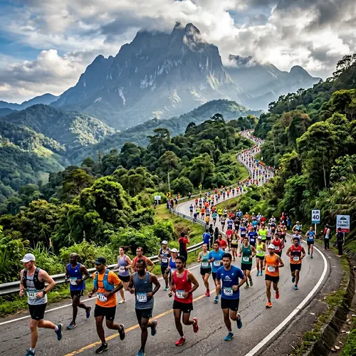 Run across Winding Road to Doi Inthanon Peak