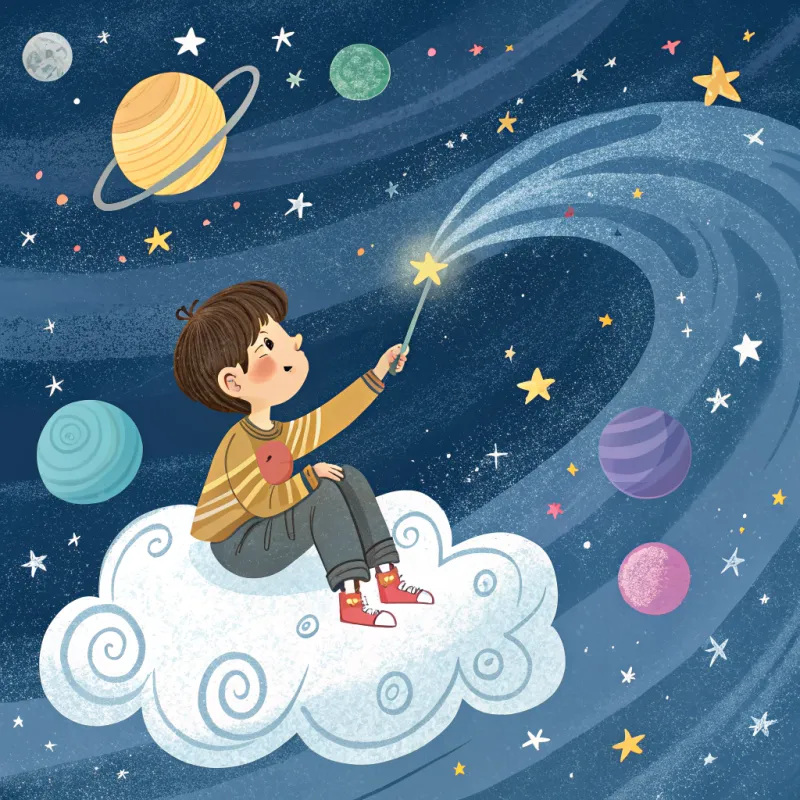 A Little Boy Creating His Own Universe