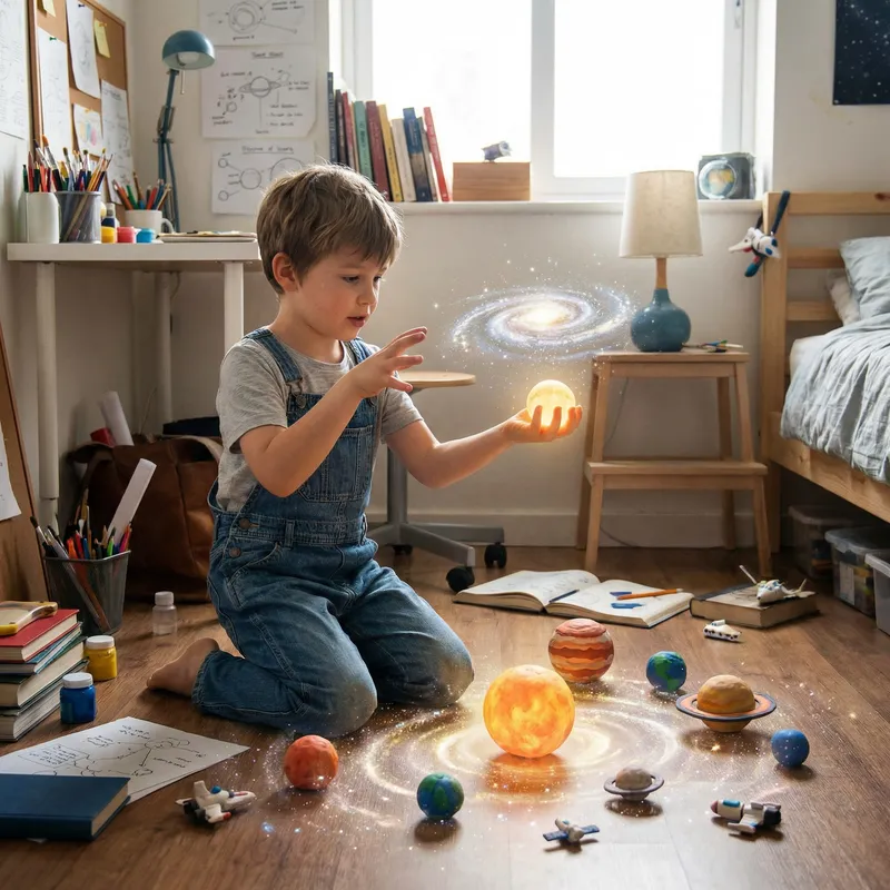 A Little Boy Creating His Own Universe