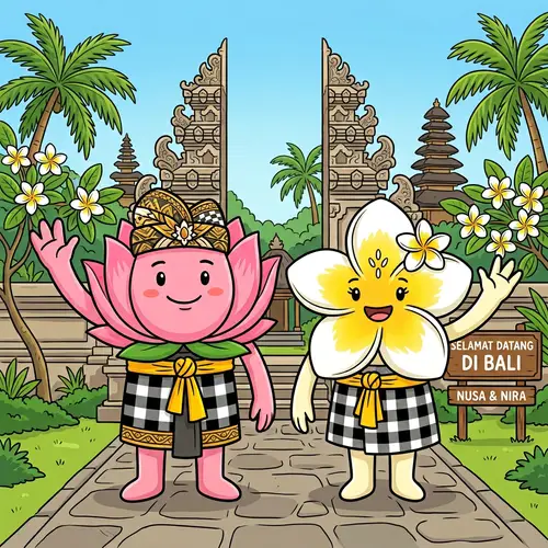 Bali-Themed Mascots Nira and Nusa