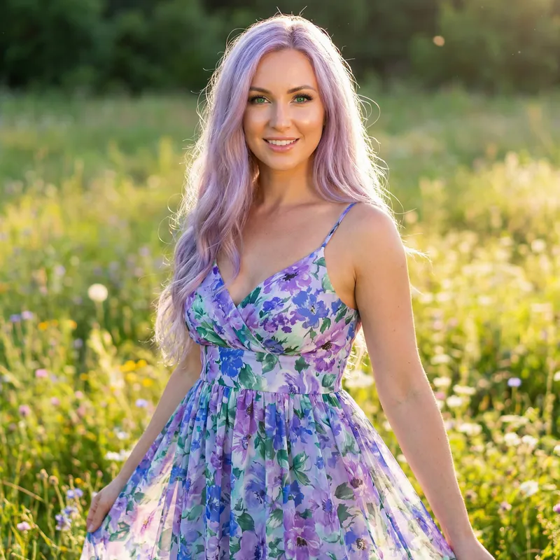 Radiant Woman with Stunning Light Purple Hair | Beauty in Nature
