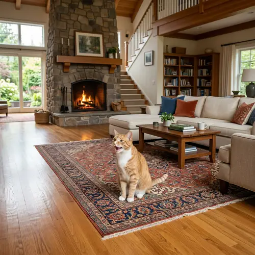 Cat in Large Living Room Meowing