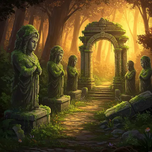 Forgotten Forest Temple: A Hand-Painted Fantasy