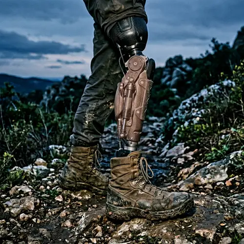 Highly Detailed Prosthetic Leg for Rough Terrain | Military Shoes Design
