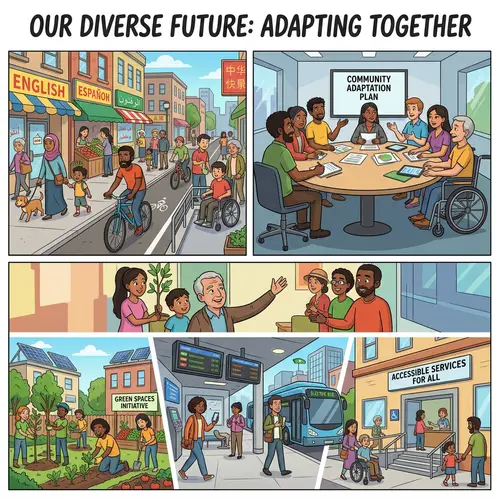 Diverse Society & Cultural Transformation | Urban Street Scenes & Eco-Friendly Innovations