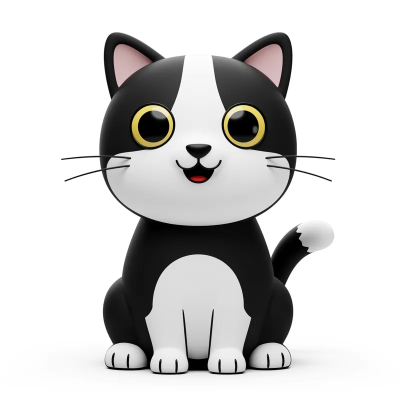 Charming Black and White Cat Character Portrait