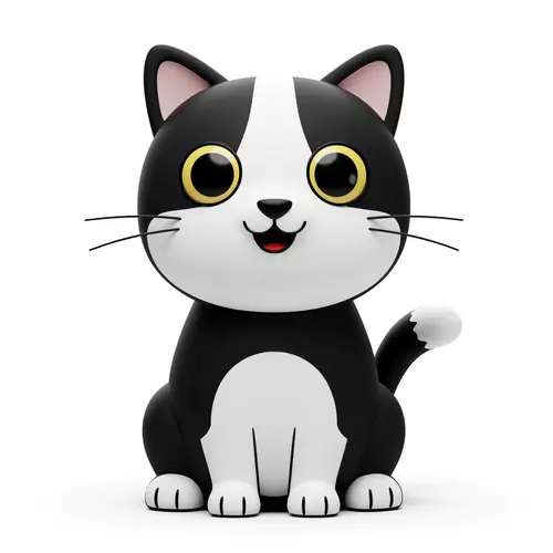 Charming Black and White Cat Character Portrait