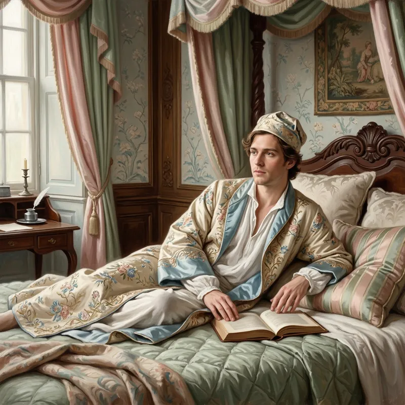 Handsome Young Man in 18th-Century Nightgown - Fine Art Portrait