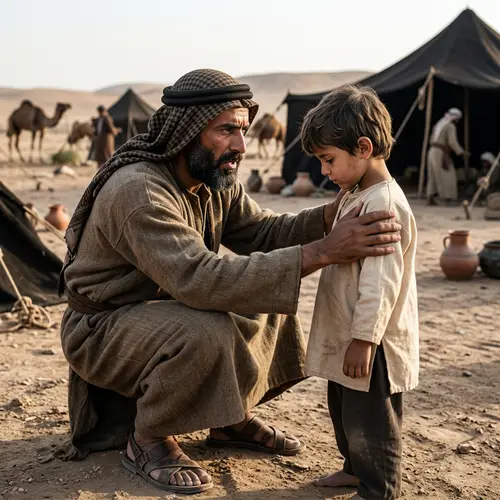 Middle-Eastern Father Teaching Child Life Lesson