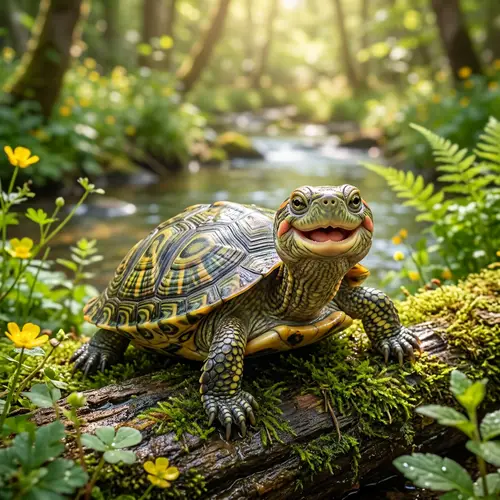 Cheerful Turtle Smiling - Happy Tortuga Image