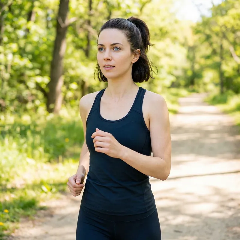Realistic Portrait of a Sporty Woman with Blue Eyes and Black Hair