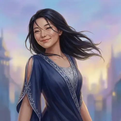 East Asian Girl Digital Art | Beautiful Smiling Model
