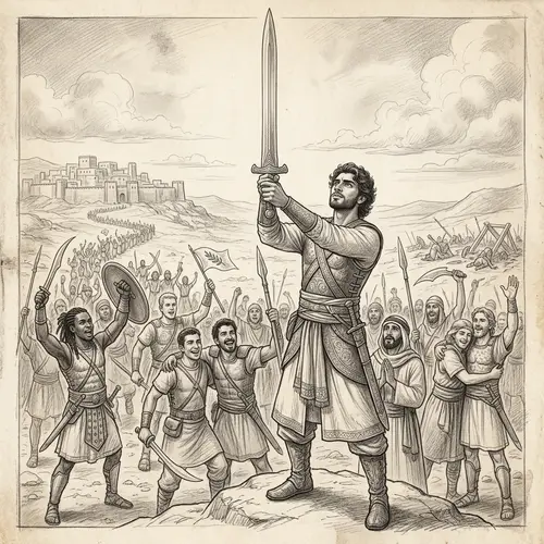 Epic Victory Biblical Pencil Drawing