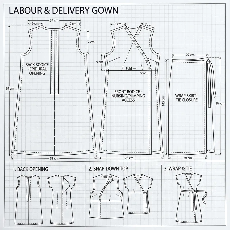Professional Sewing Pattern for Labour Gown