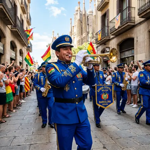 Bolivia's Banda Central in Barcelona | Electric Blue Uniforms