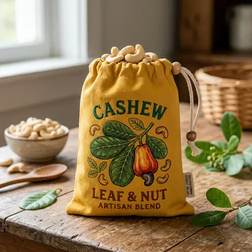 Stylish Yellow Pouch with Cashew Design