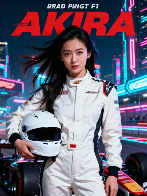 Powerful Chinese Female Racer in F1 Gear