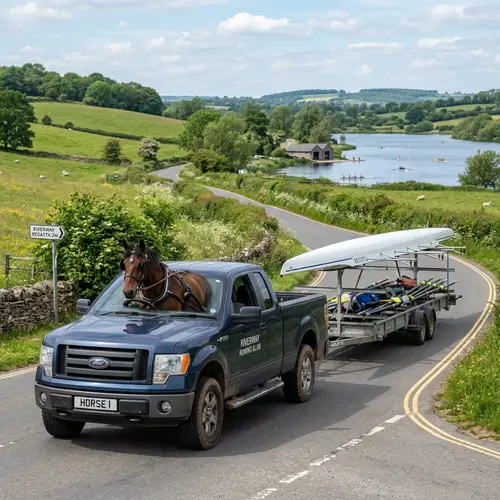 Horse Driving Pickup Truck with Rowing Trailer