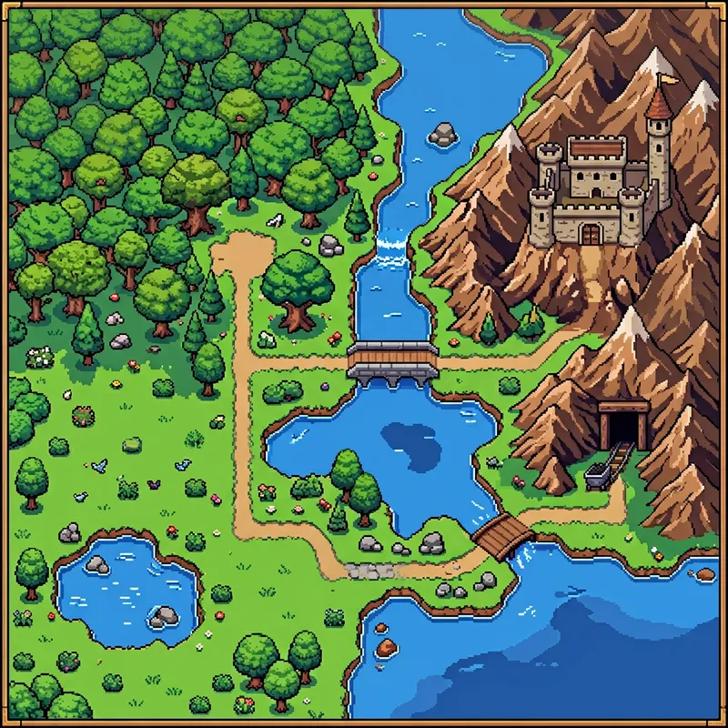 Pixelated Adventure Level Selection Map: Explore the Pixel Art World