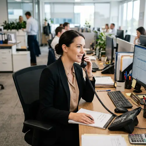 Professional Woman Secretary in Black Suit