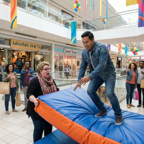 Unusual Encounter in a Shopping Mall: Man Safe After Fall