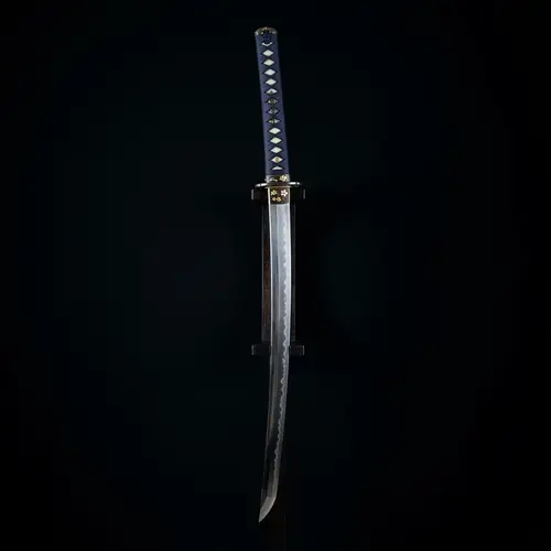 Elegant Japanese Katana Sword on Black Background