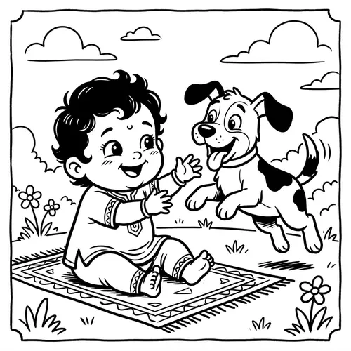 Vintage Style Black and White Coloring Model Sheet for Kids