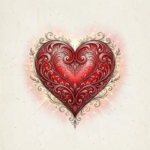 Intricately Rendered Heart Sketch - Symbol of Love and Affection