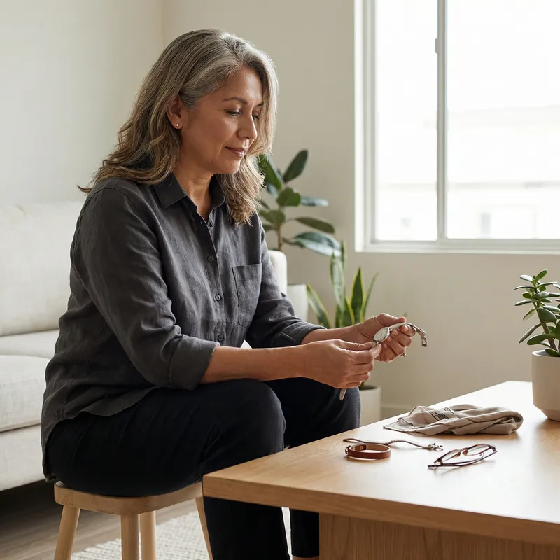 Minimalist Hispanic Mother in Modern Casual Attire | Keep Accessories Minimal