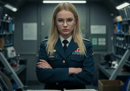 Smart & Stylish Young Woman in Military Outfit