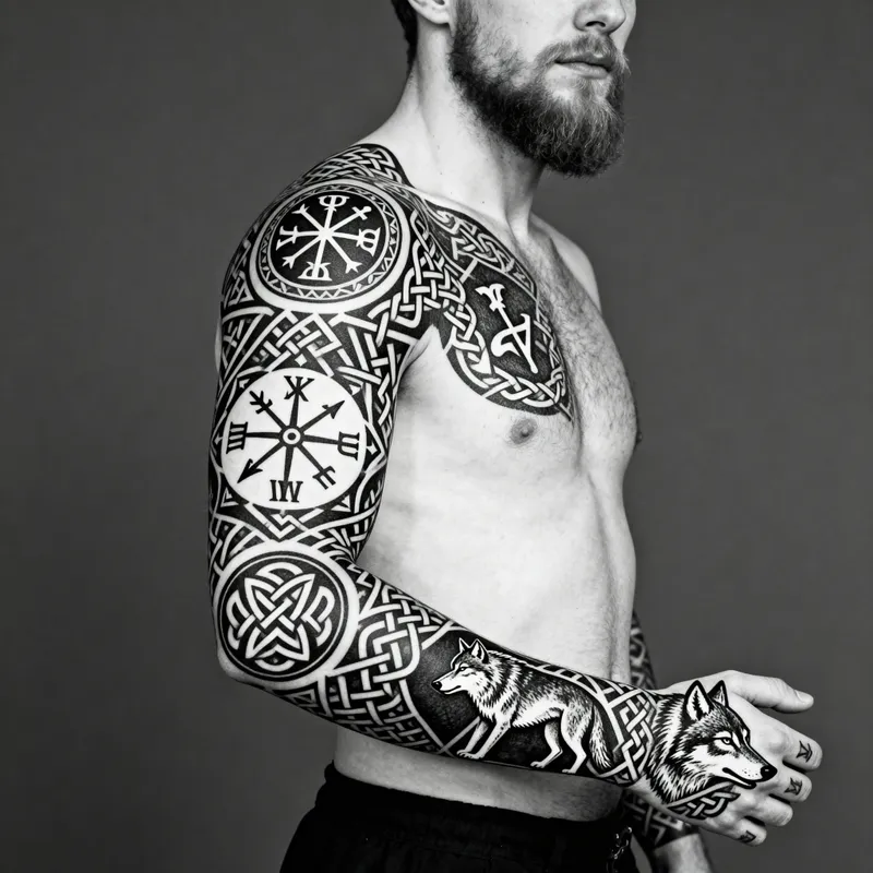Intricate Viking Tattoo Sleeve Design