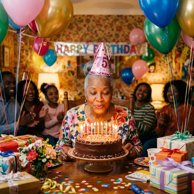 Happy Birthday Celebration for Woman with Colorful Decor