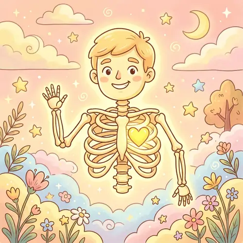 Unique Skeleton Character | Cartoon Illustration in Pastel Yellow Shades