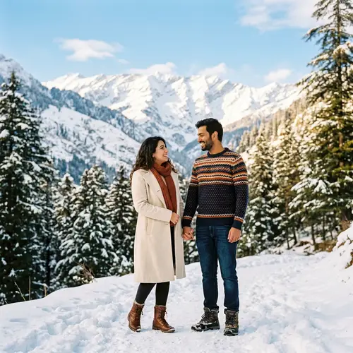 Winter Portrait Shoot in Manali with Multicultural Couple