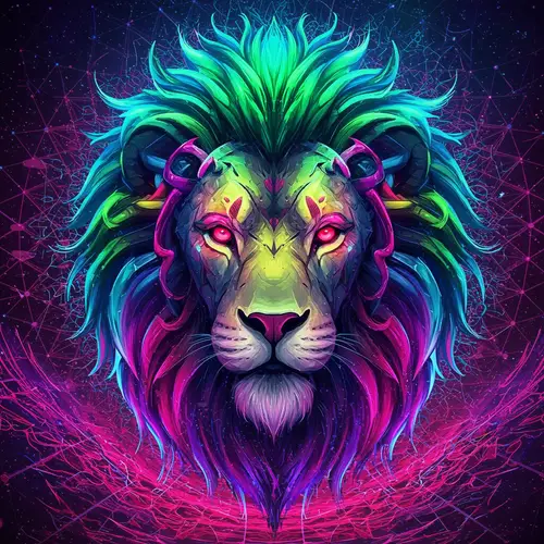 Psychedelic Biomechanical Lion Head Art