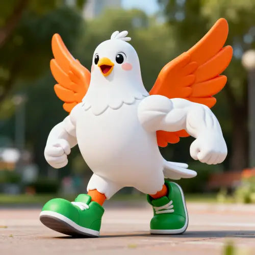 Muscular Dove Bird Mascot with Colorful Features