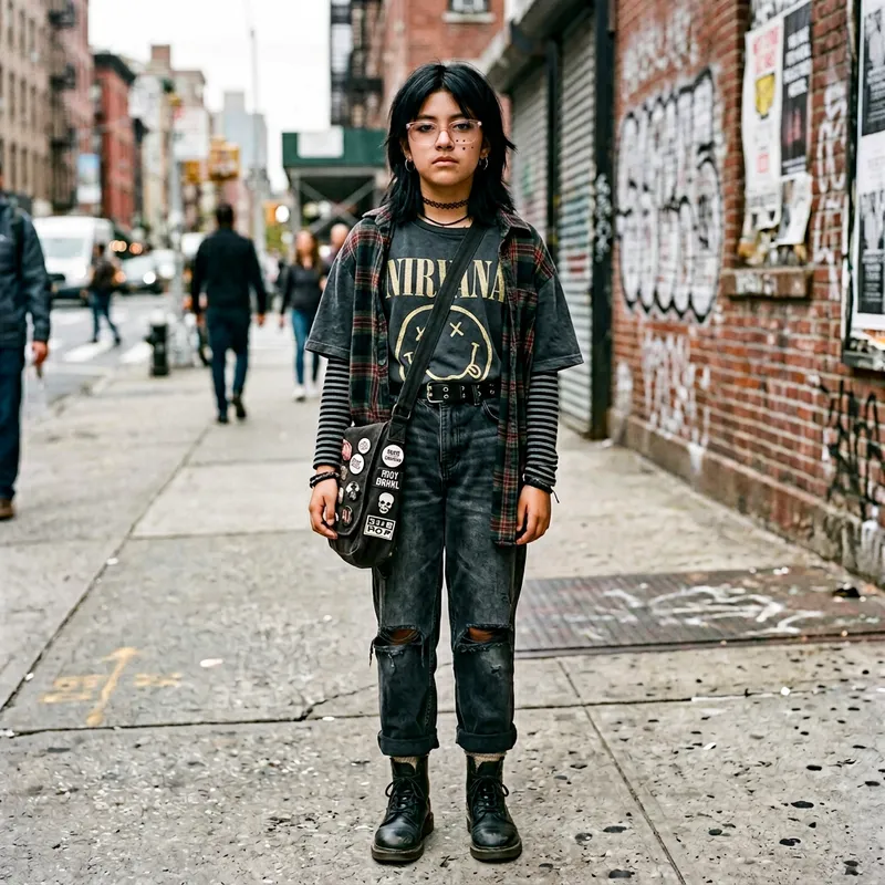 12-Year-Old Hispanic Girl with Grunge Style and Unique Features