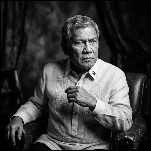 Distinguished Filipino Politician Portrait | High-Contrast Black & White Photo