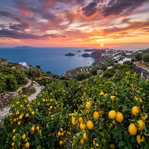 Stunning Vista in Greece with Oversized Lemon Groves