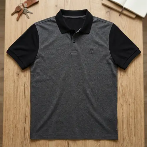 Stylish Dark Gray Polo Shirt with Black Collar