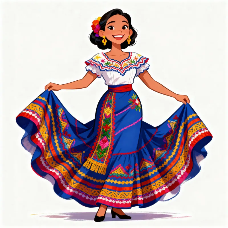 Vibrant Filipiniana Dress Caricature Art